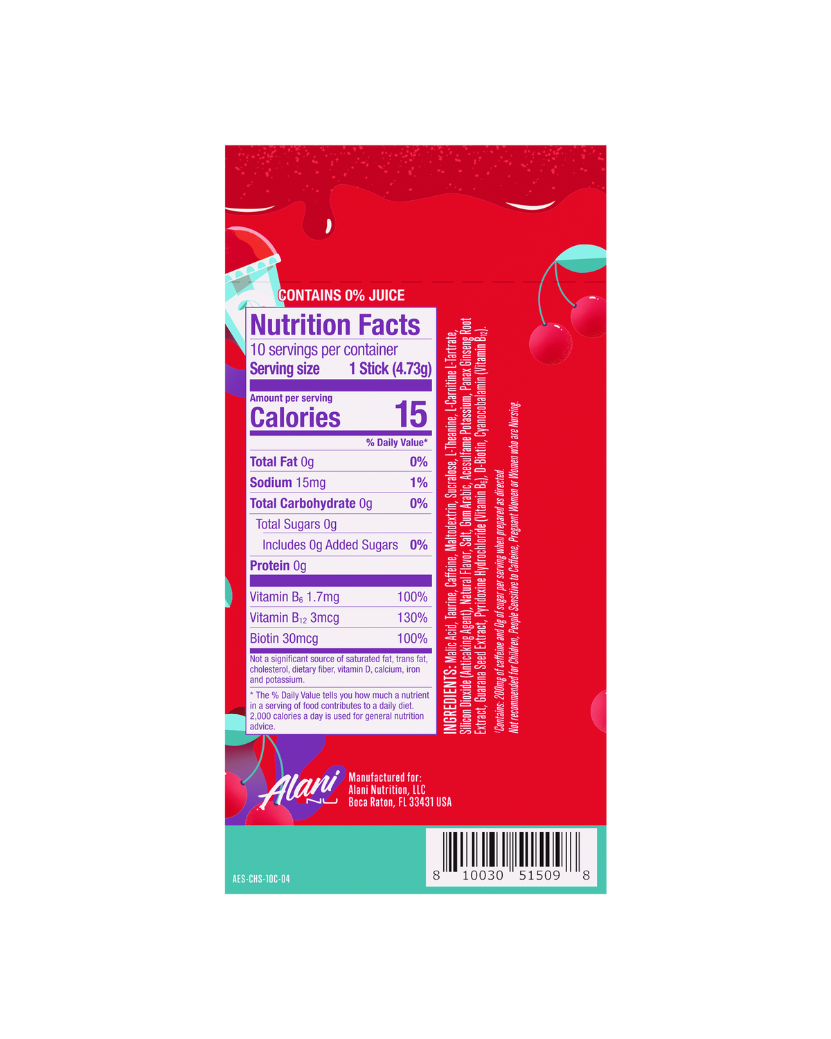 Alani Nu Cherry Slush Energy Sticks, 10-Pack
