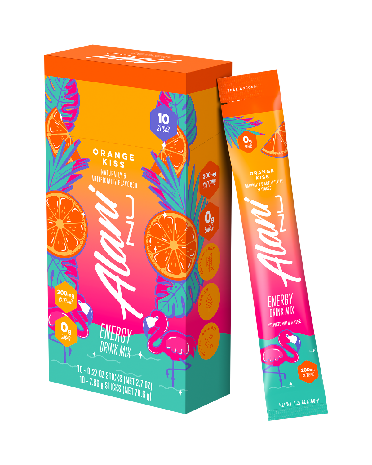 Orange Kiss Energy Sticks, 10-Pack