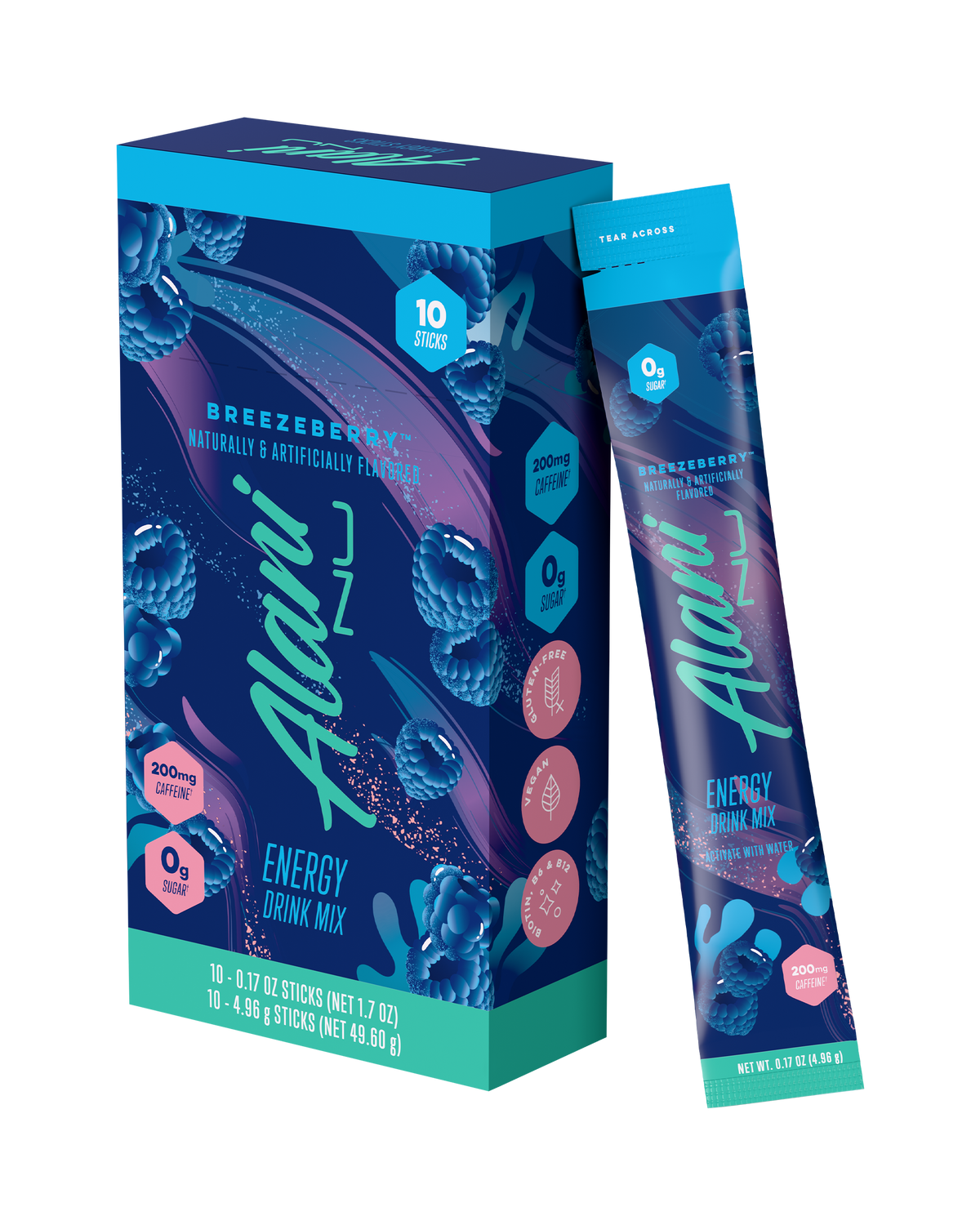 Alani Nu Breezeberry Powdered Energy Sticks, 10-Pack